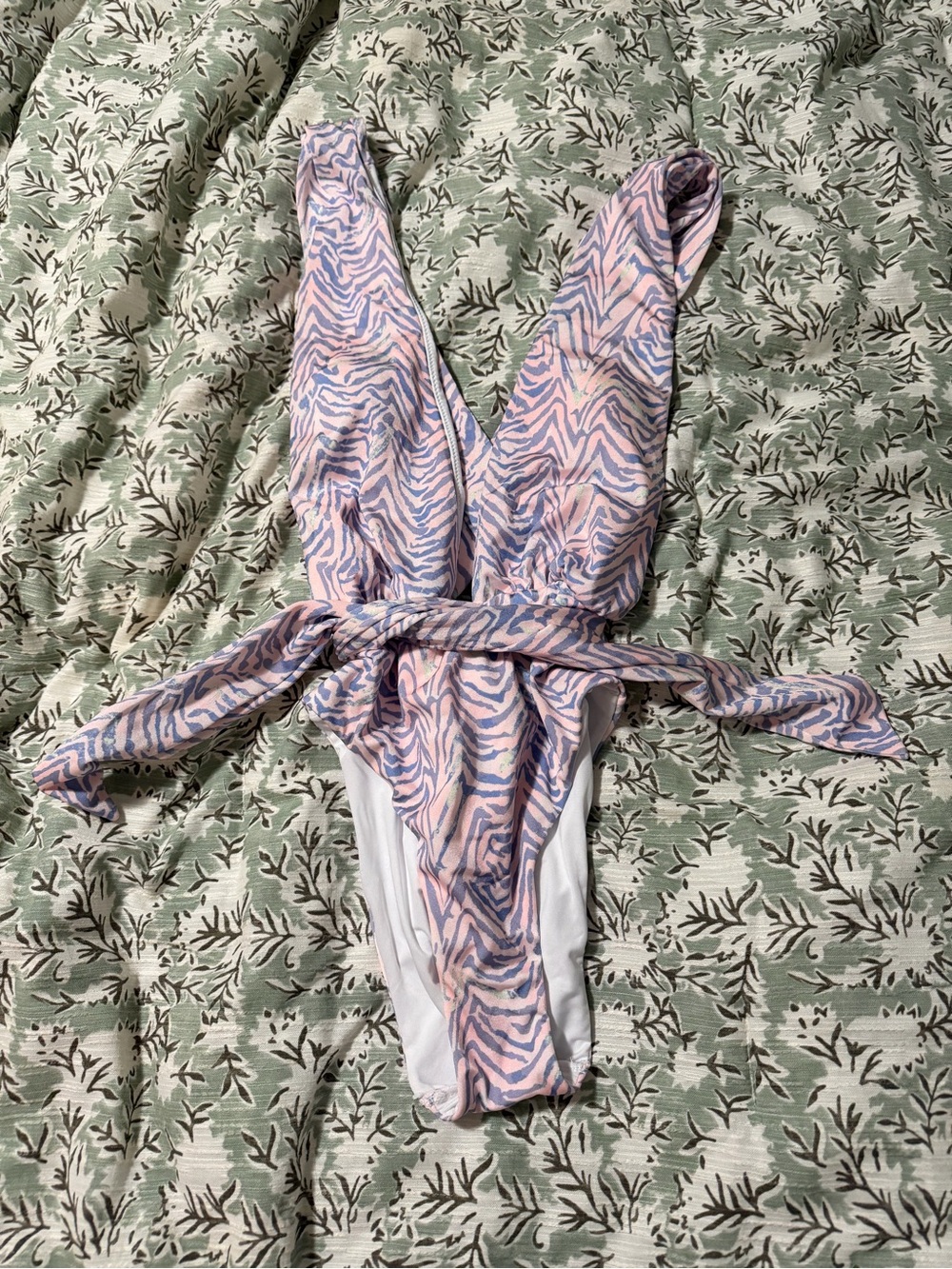 Victoria's Secret Pink and Blue Zebra-Print One-Piece Swimsuit